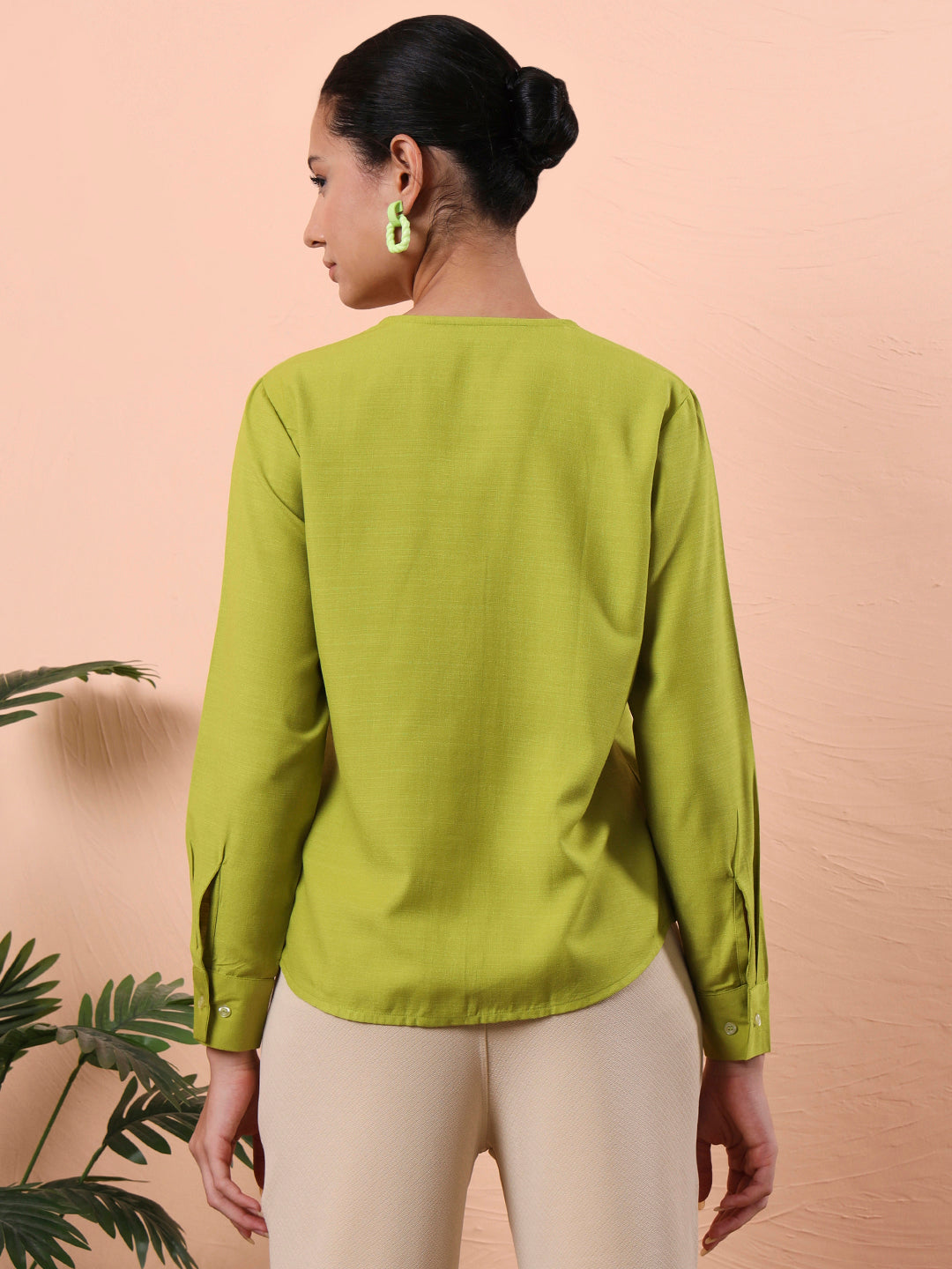 smart opaque v neck formal shirt