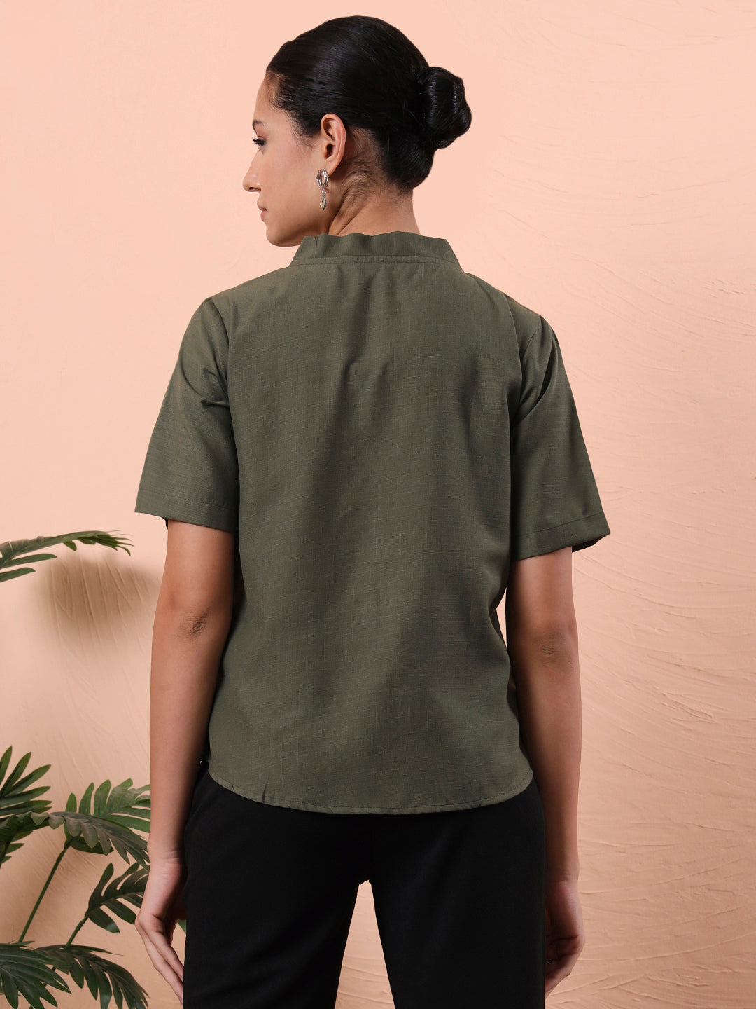 the lifestyle co olive v neck shirt style top