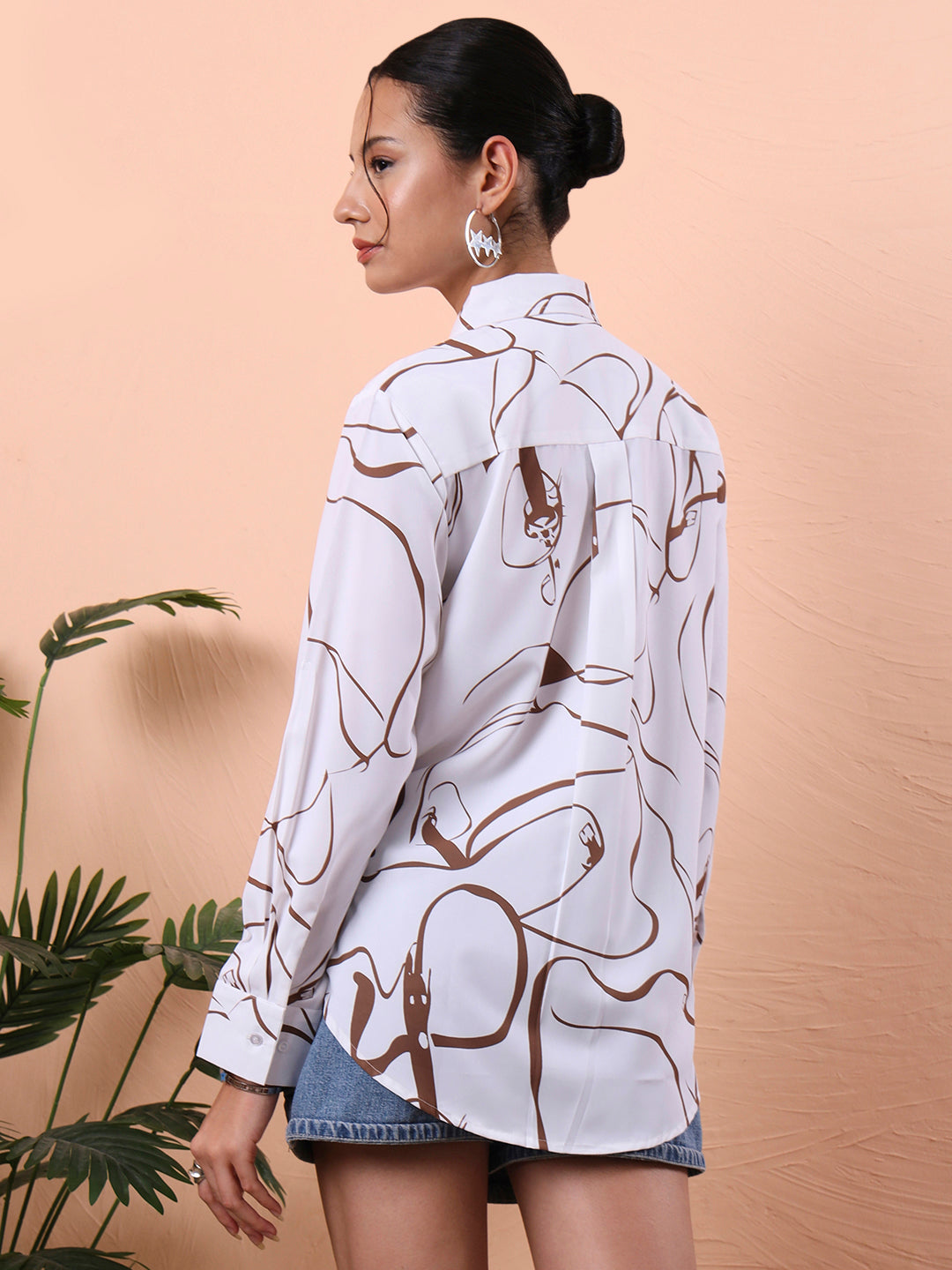 flex fit oversized relaxed opaque printed casual shirt