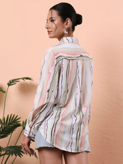 flex fit oversized relaxed opaque printed casual shirt