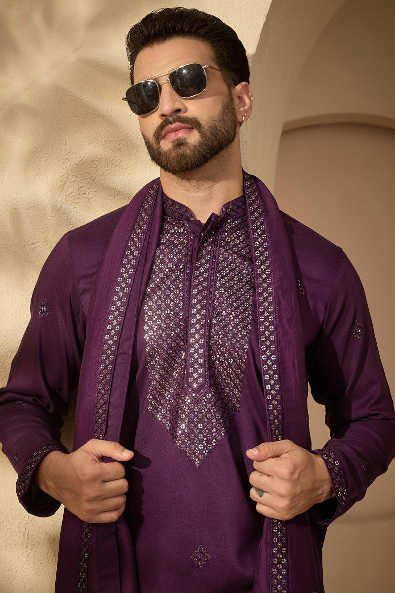 ethnic-bay-violet-silk-blend-solid-embroidered-mandarin-collar-kurta-with-dupatta-mkud1078