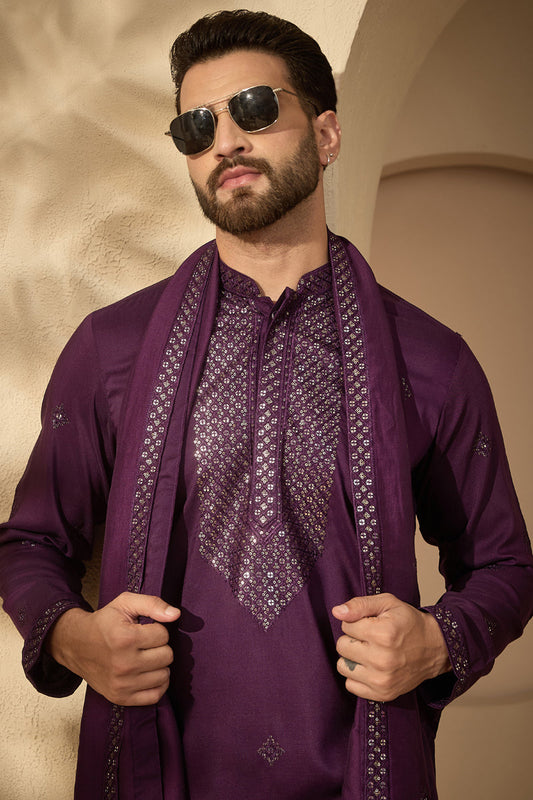 ethnic-bay-violet-silk-blend-solid-embroidered-mandarin-collar-kurta-with-dupatta-mkud1078