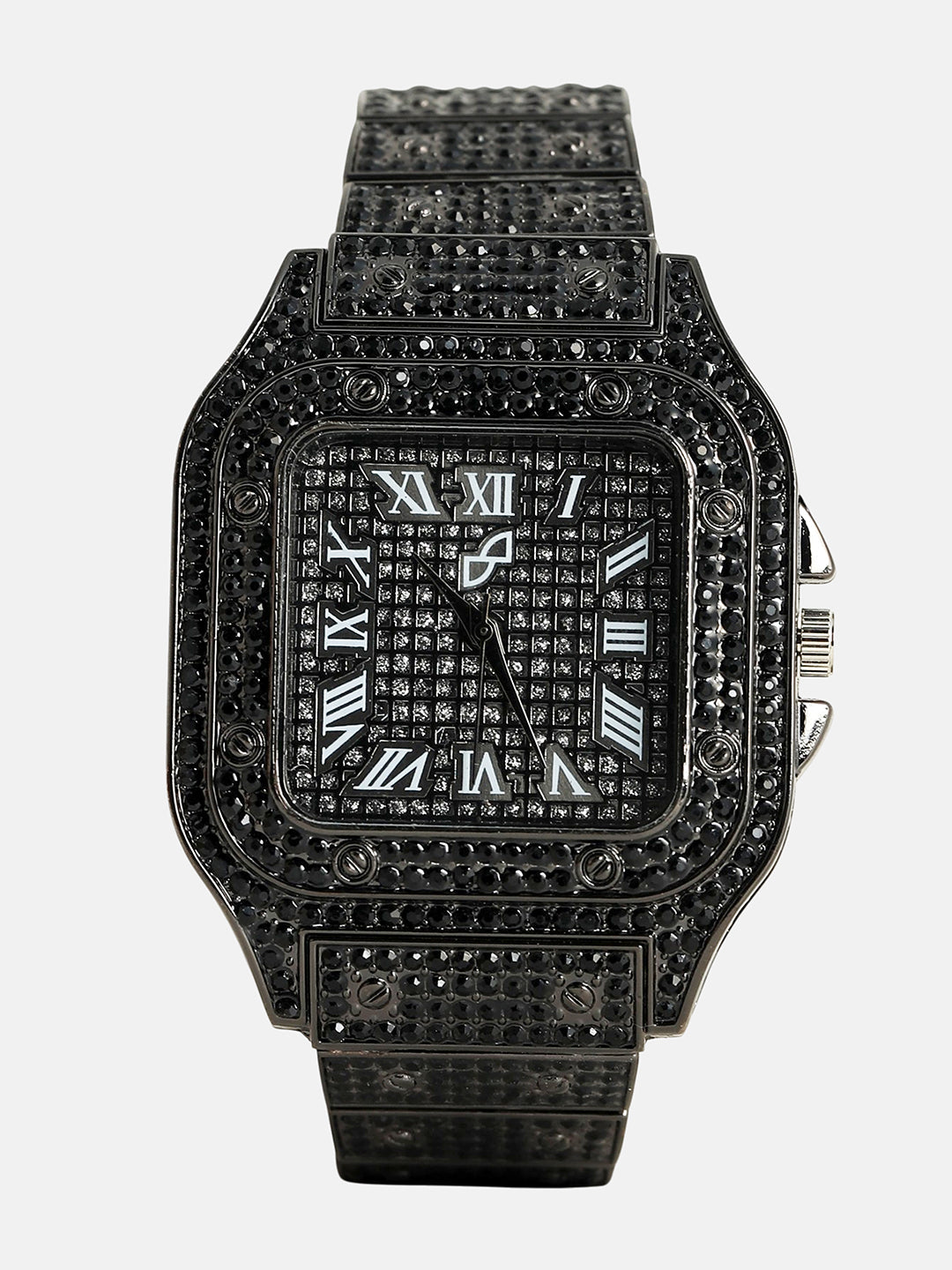 womens the bijou roman square watch midnight black hswc1274