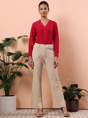 smart opaque v neck formal shirt