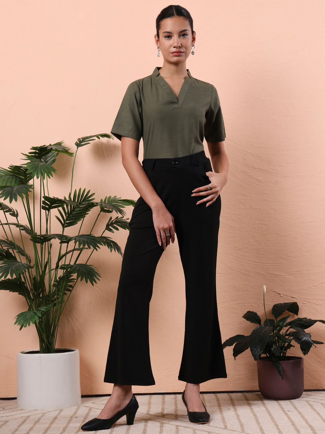 the lifestyle co olive v neck shirt style top