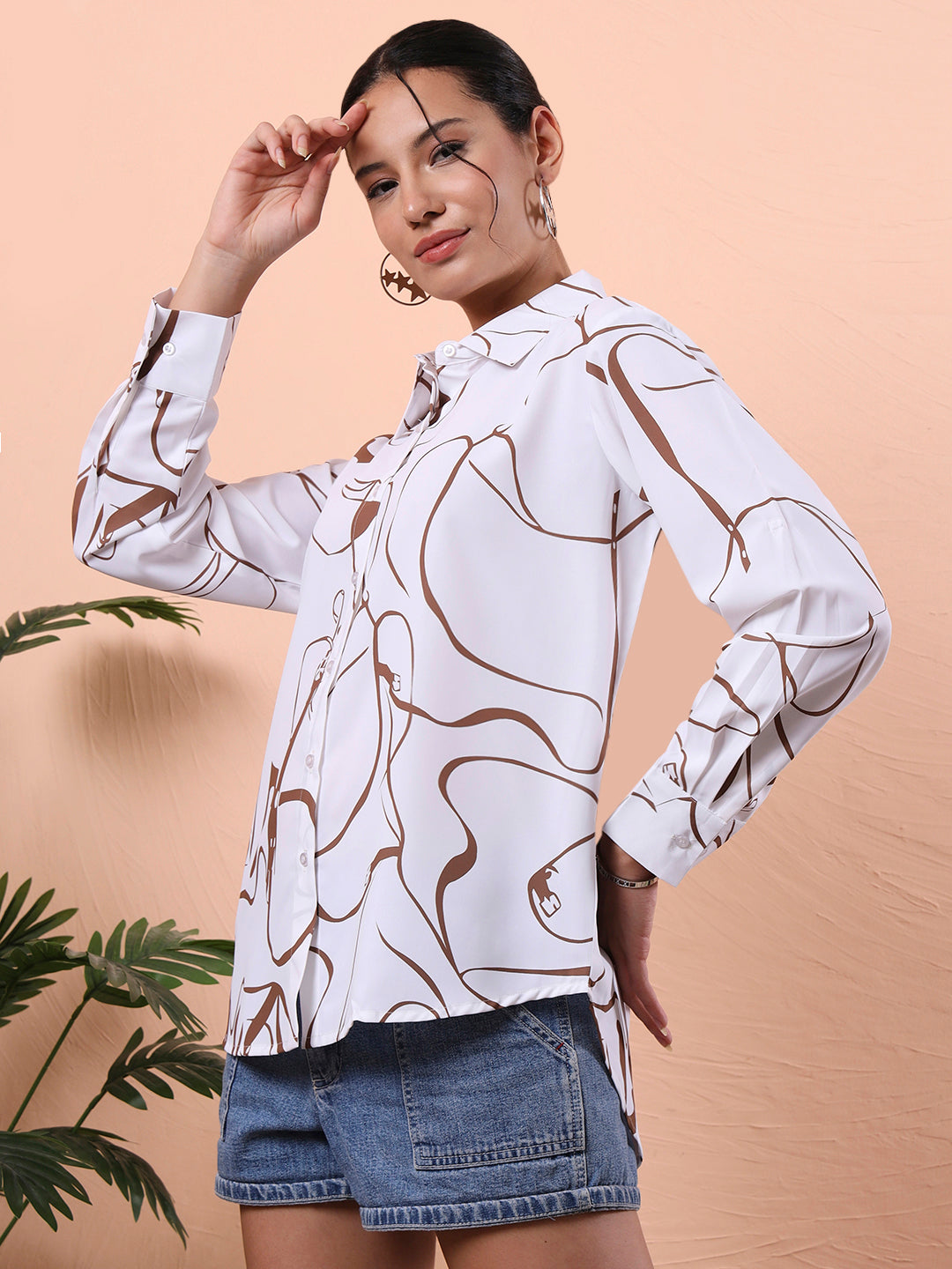 flex fit oversized relaxed opaque printed casual shirt
