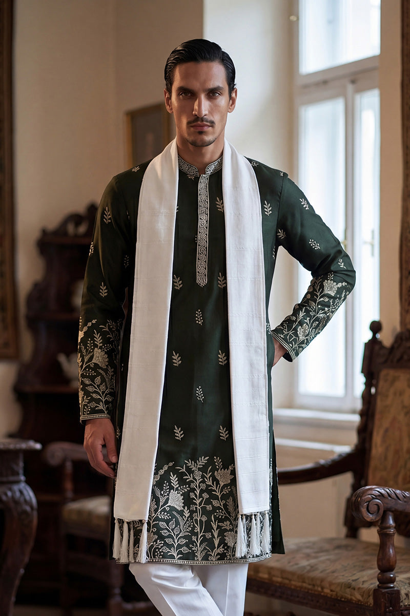 ethnic-bay-men-olive-chanderi-silk-solid-embroidered-straight-kurta-with-dupatta-mkud1319