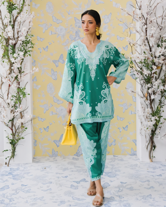 Women's Premium Cotton Blend + Lace Work Co-Ords