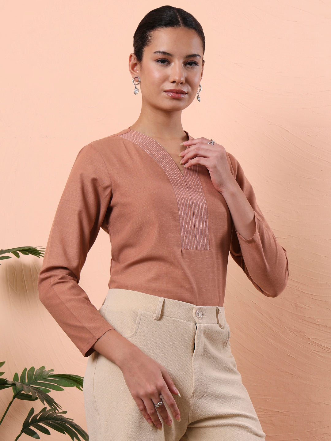 top with professional relaxed fit v neck 2
