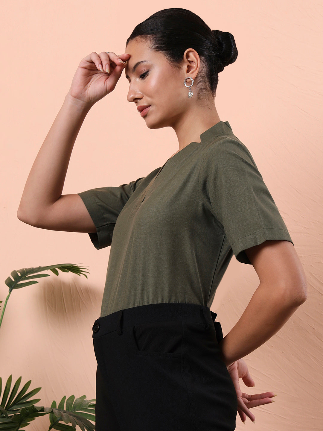 the lifestyle co olive v neck shirt style top