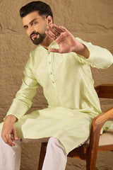 green silk blend solid embroidered straight kurta with trouser