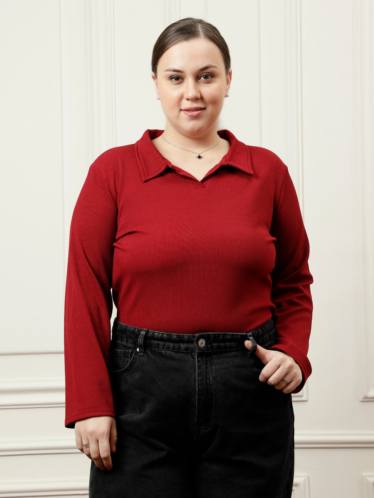 athena ample maroon regular blouson top