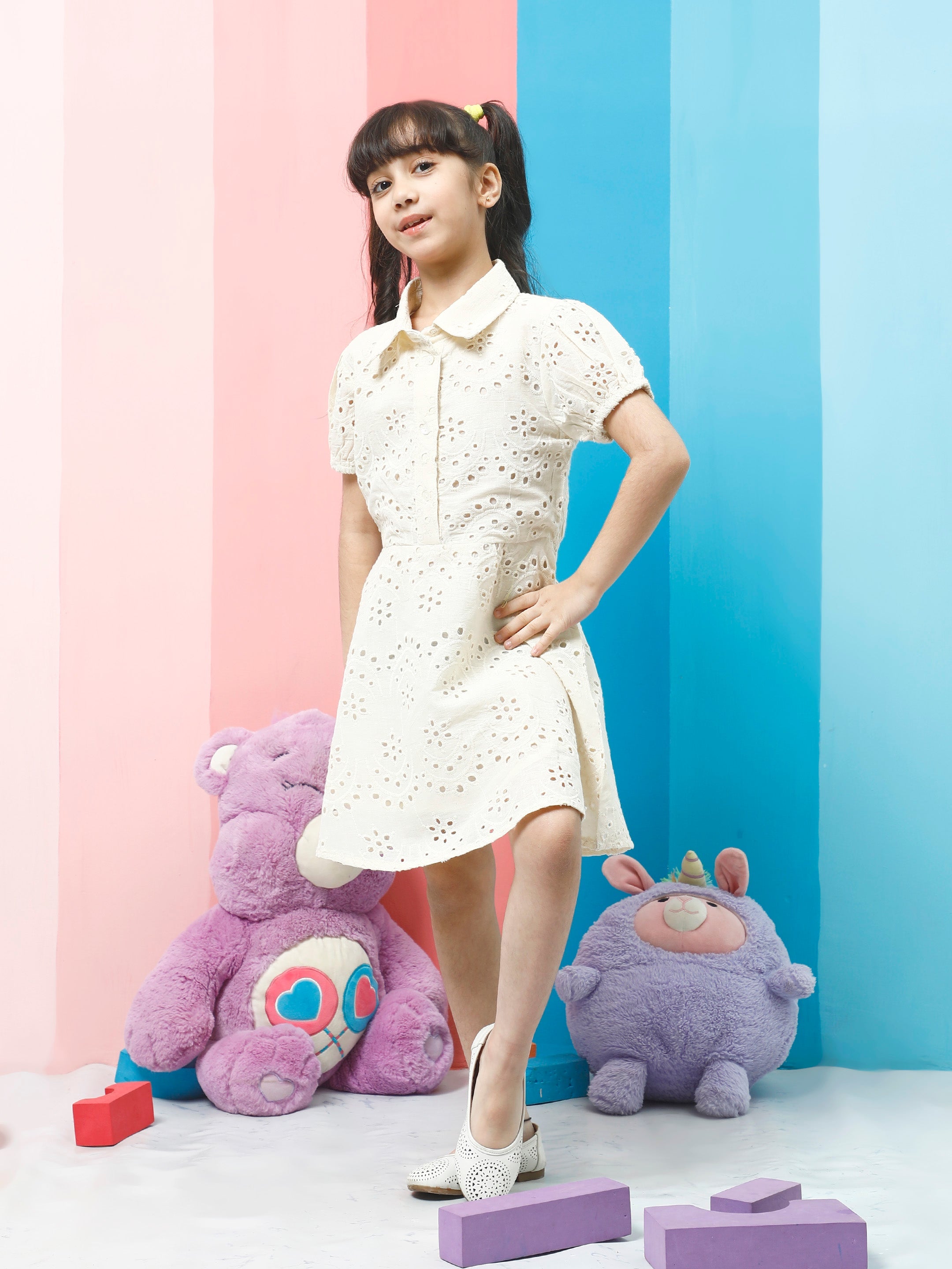 athena girl puff sleeve fit flare dress 4