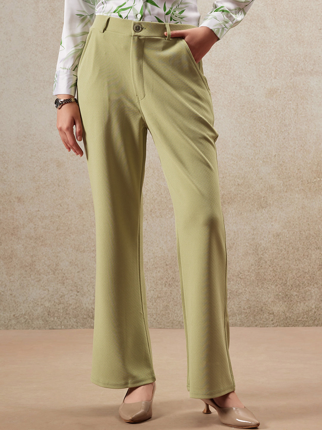 women regular fit high rise bootcut trousers copy 2