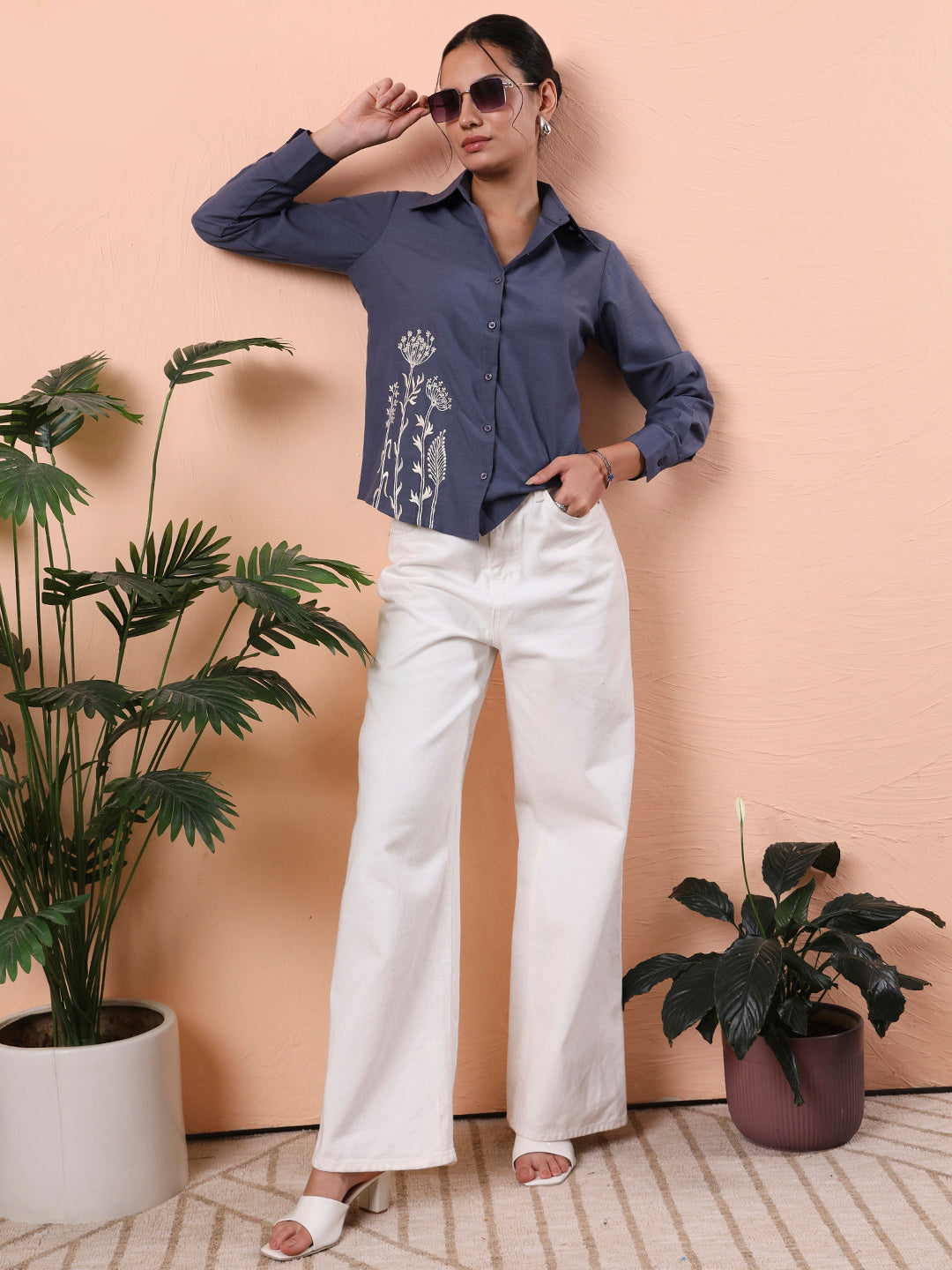 trendy embroidered long sleeve shirt