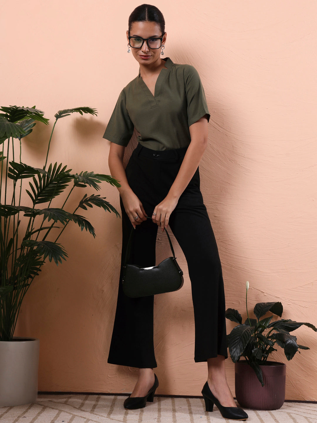 the lifestyle co olive v neck shirt style top