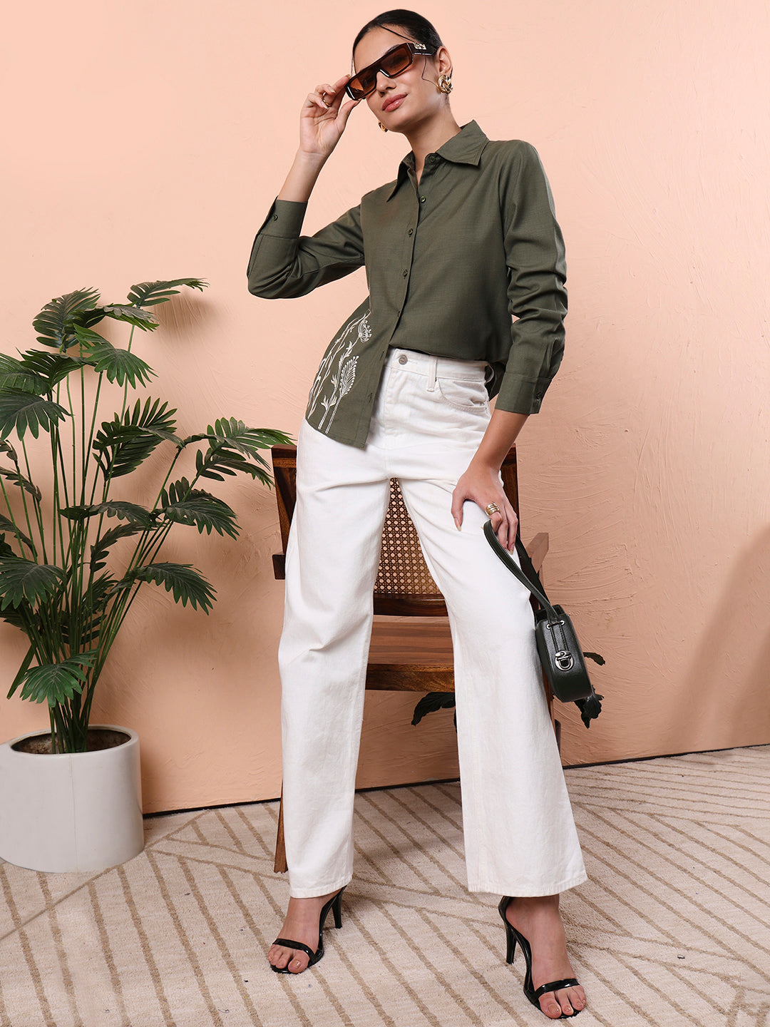 trendy embroidered long sleeve shirt