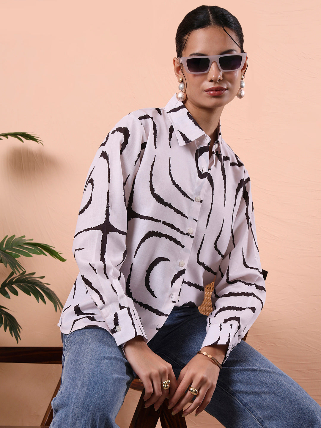 women opaque printed casual shirt