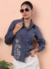 trendy embroidered long sleeve shirt