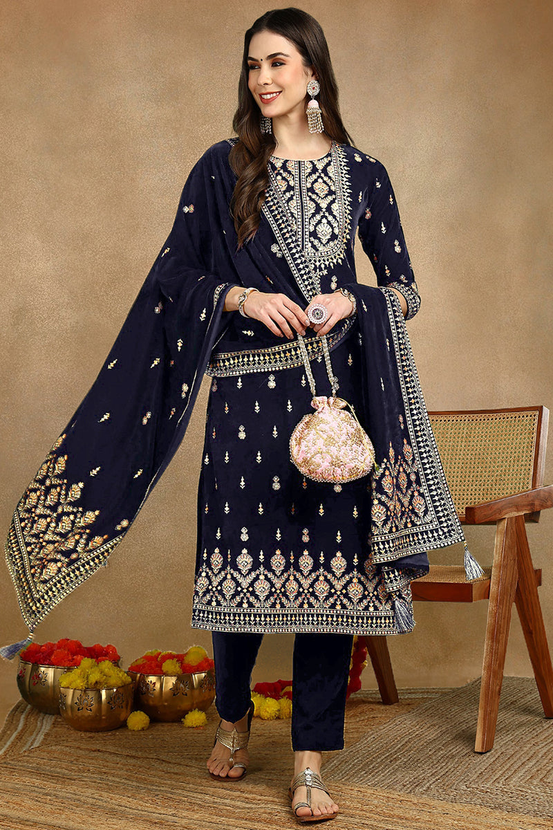 navy-blue-velvet-ethnic-motifs-printed-straight-suit-set-pkskd2771