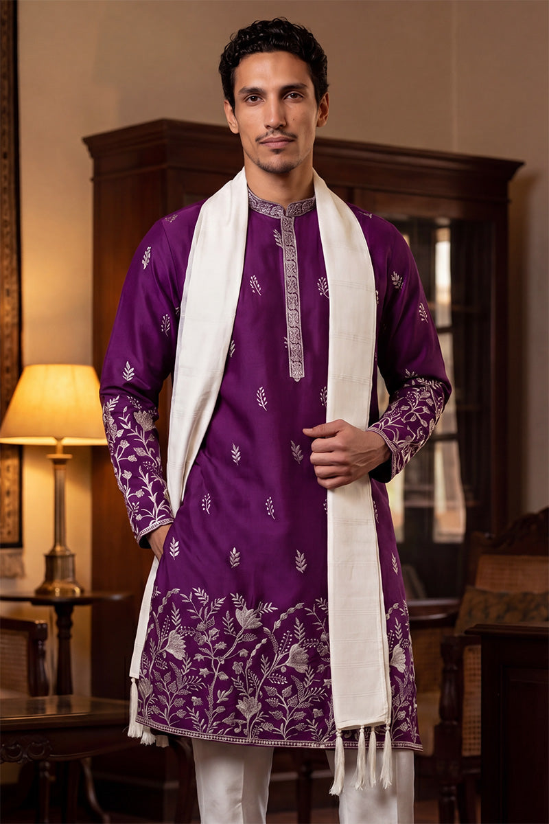 ethnic-bay-men-purple-silk-blend-solid-embroidered-straight-kurta-with-dupatta-mkud1944