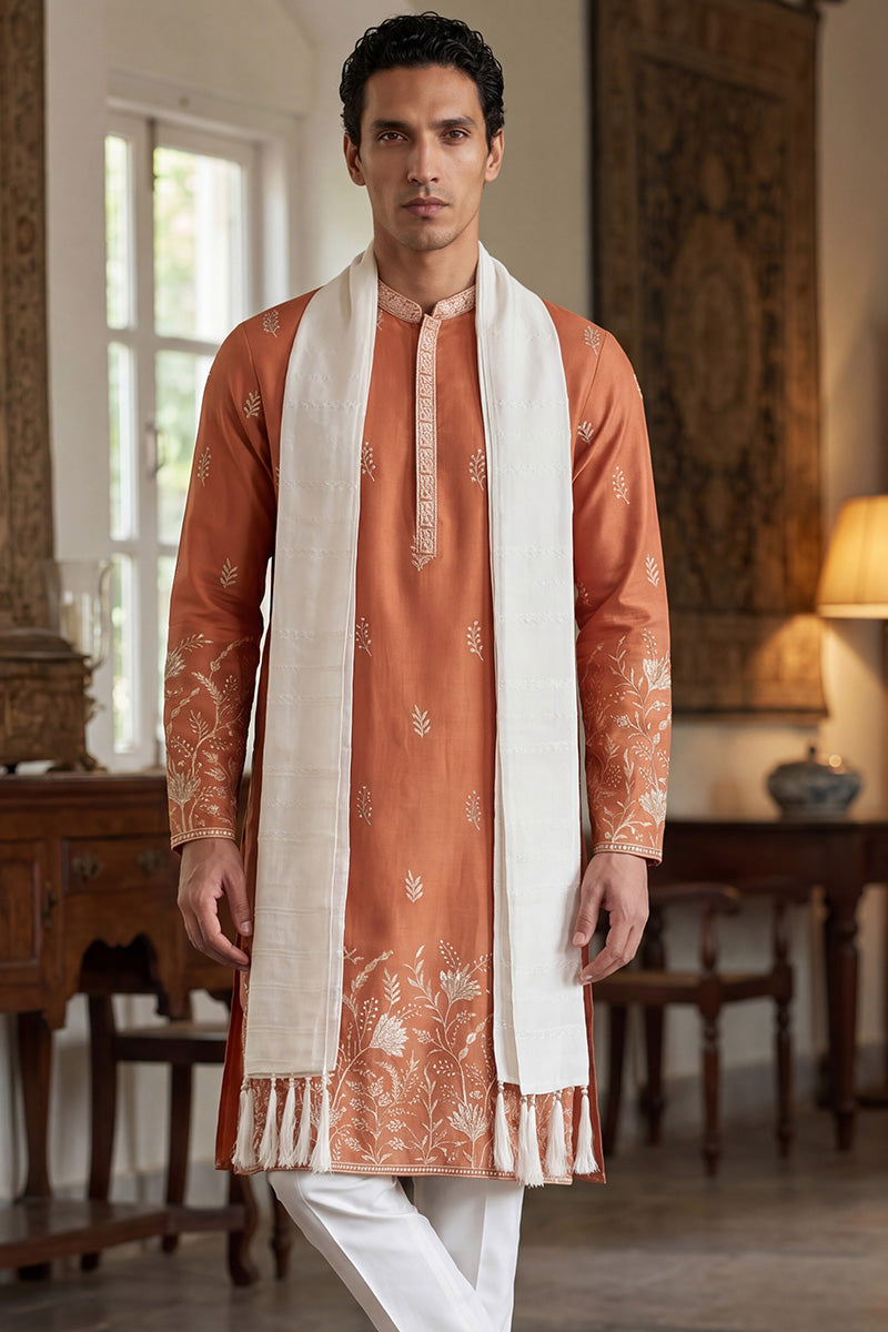 ethnic-bay-men-peach-vartican-solid-embroidered-straight-kurta-sets-mkud1935