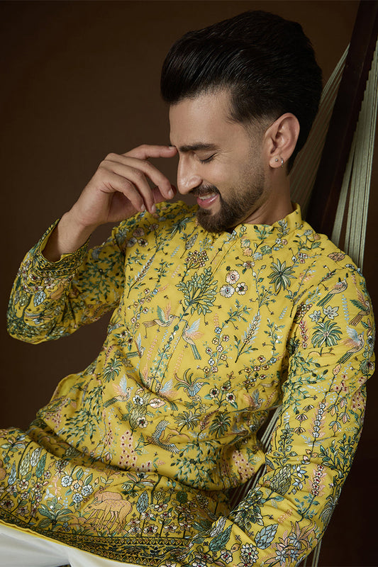 ethnic-bay-yellow-georgette-solid-embroidered-kurta-with-trouser-mkset2727