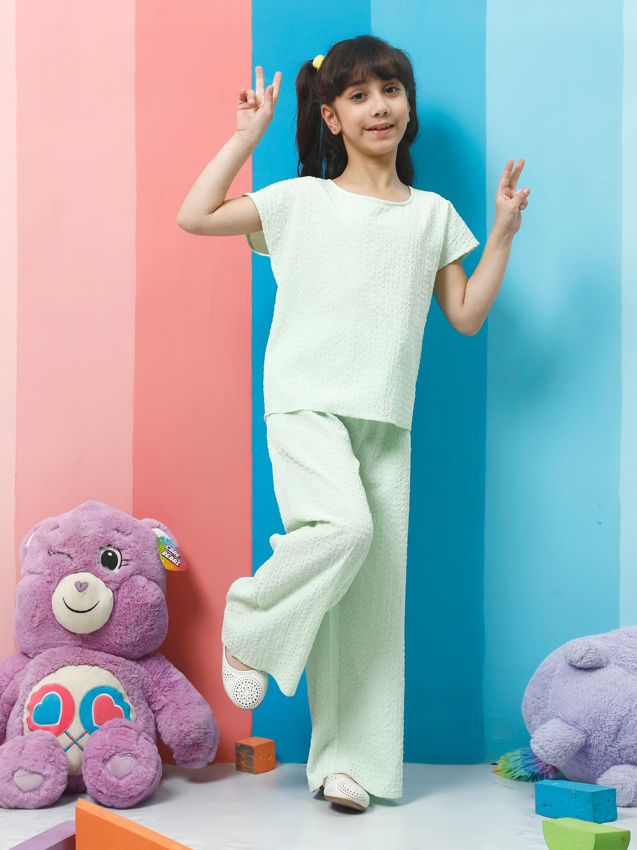 athena girl green self design co ords set