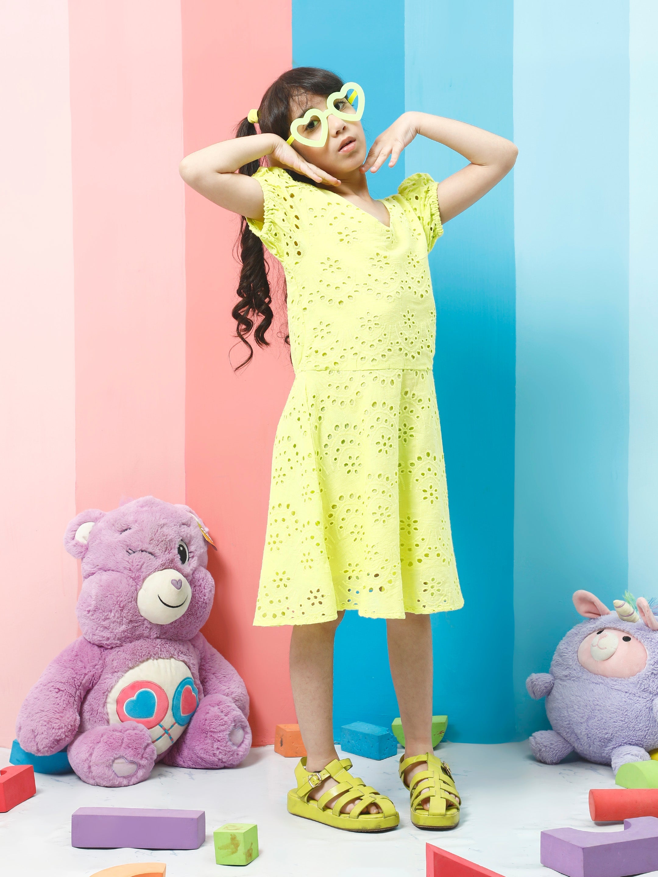 athena girl puff sleeve fit flare dress 1