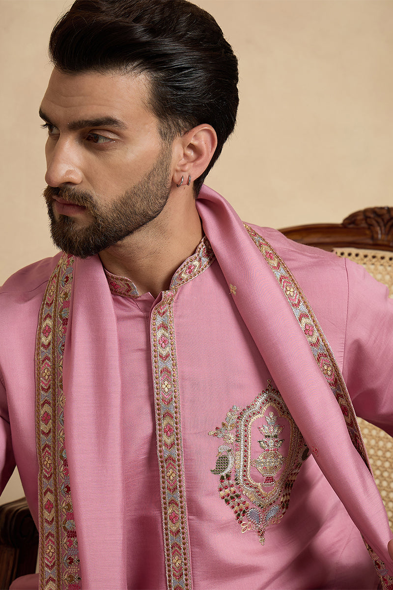 ethnic-bay-men-pink-silk-blend-solid-embroidered-kurta-with-dupatta-mkud1071