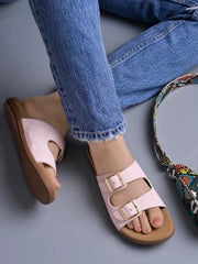حذاء مسطح أنيق باللون الوردي من Shoetopia للنساء