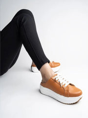 Shoetopia - Sneaker Smart Casual Comfortable Walking Tan Shoes For Women & Girls