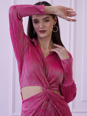 athena fuchsia self design wrap dress dress