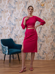 athena fuchsia top with slip on skirt