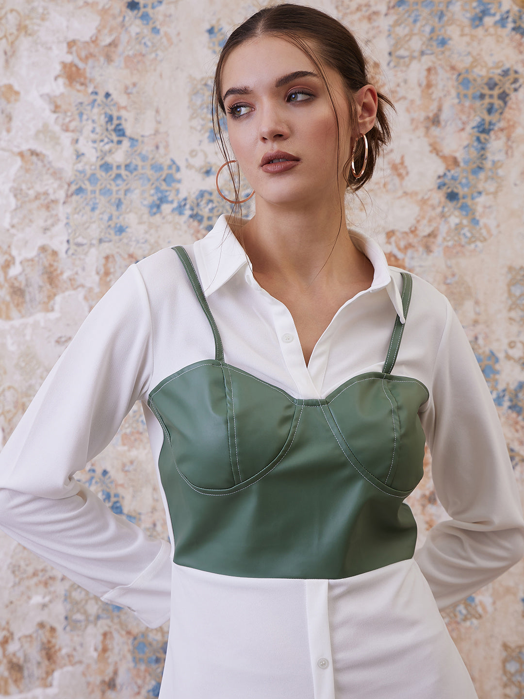 athena white scuba blouson dress