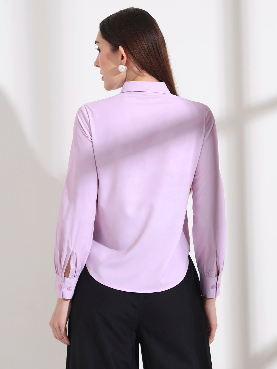 womens opaque regular sleeves shirt style top