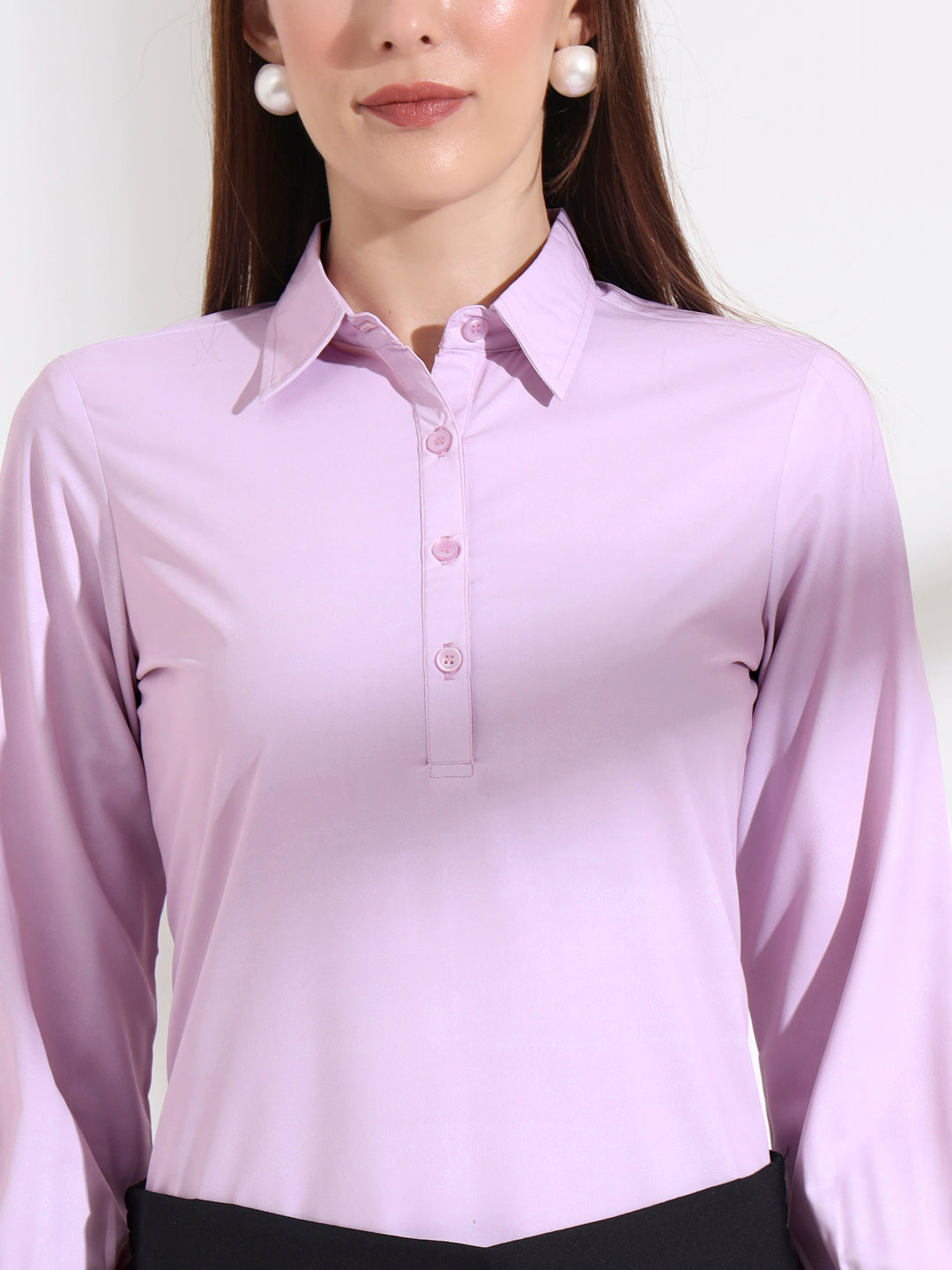 womens opaque regular sleeves shirt style top
