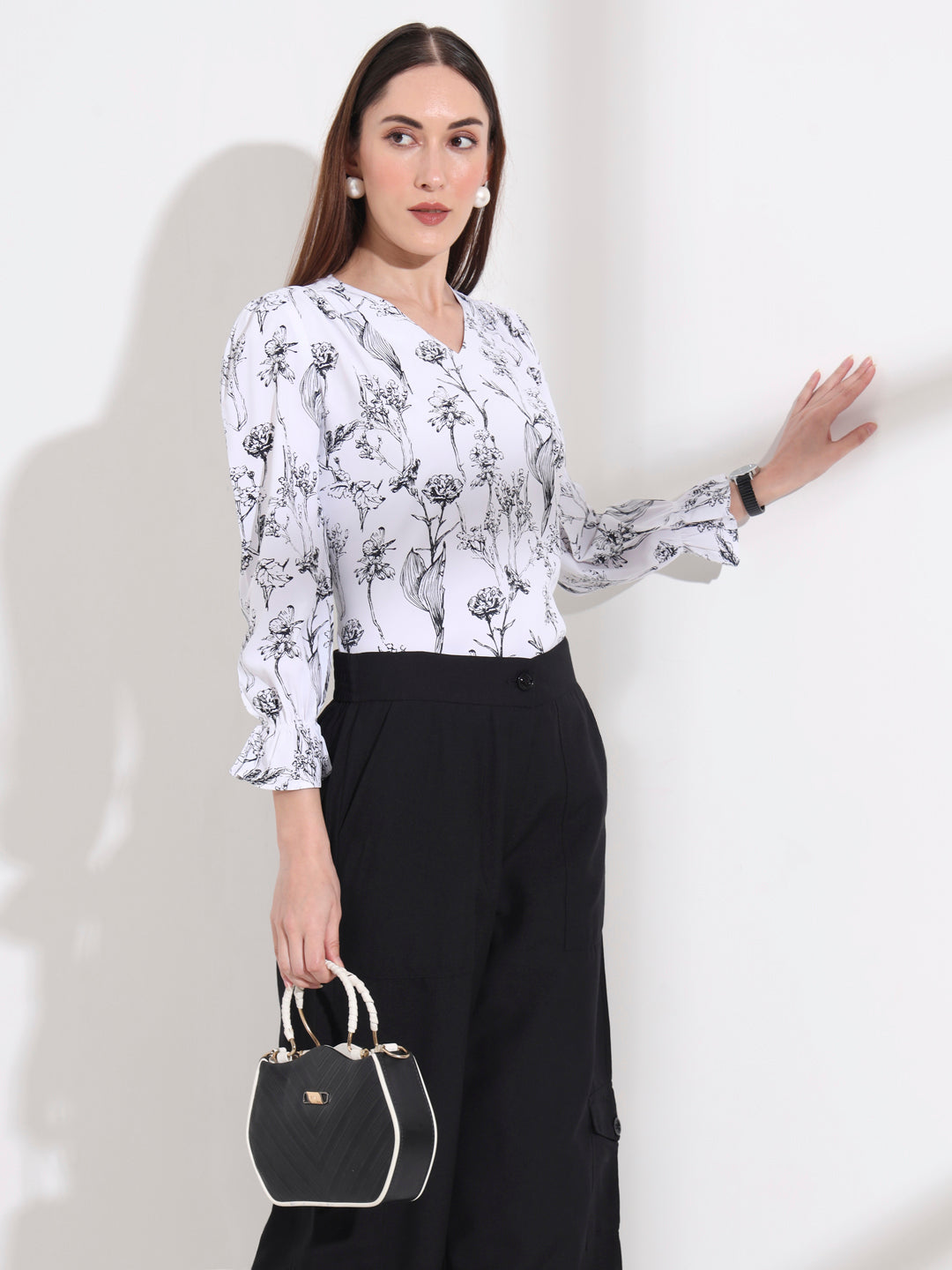 floral printed v neck top