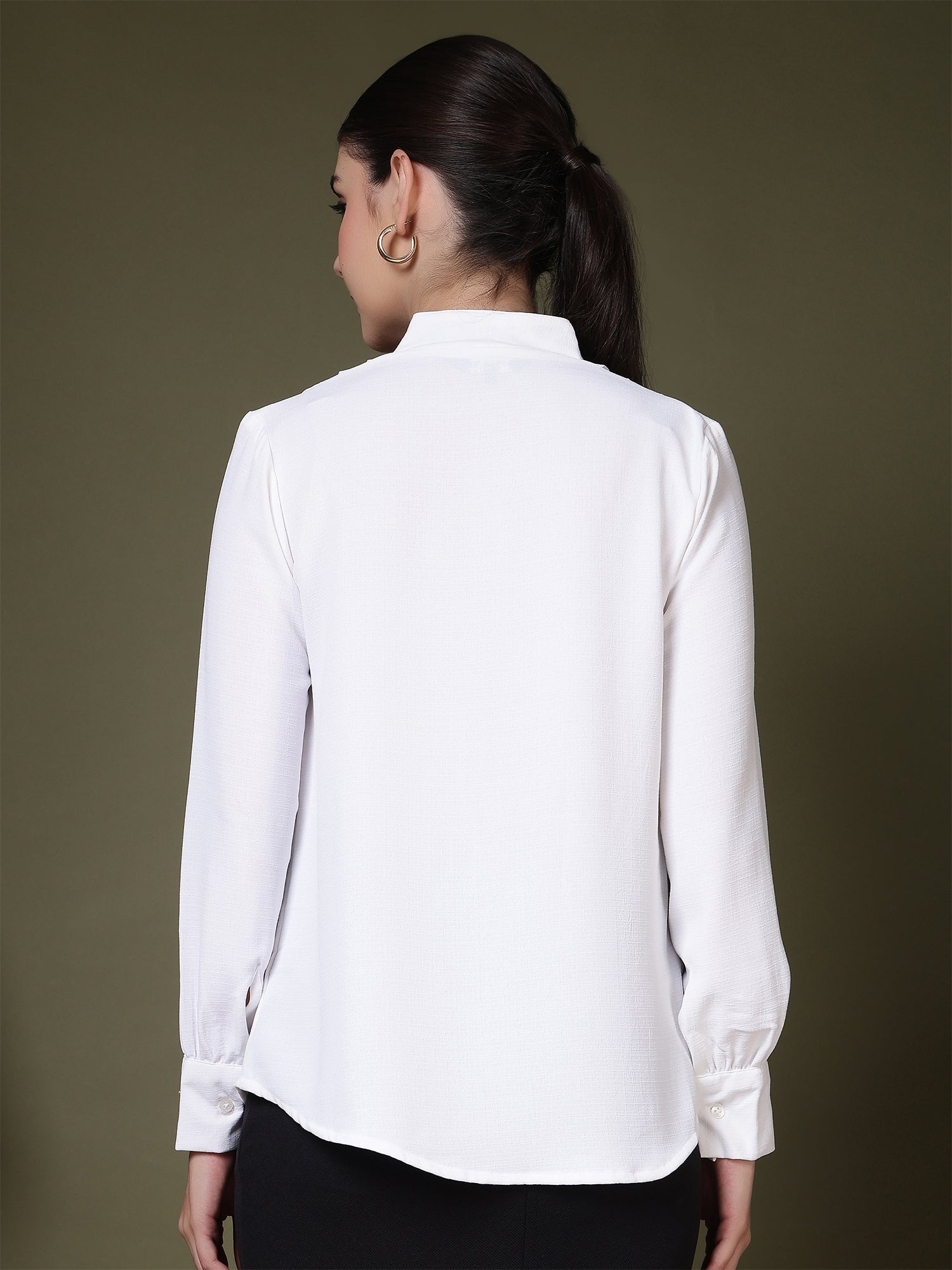womens v neck long sleeve elegant solid top 1