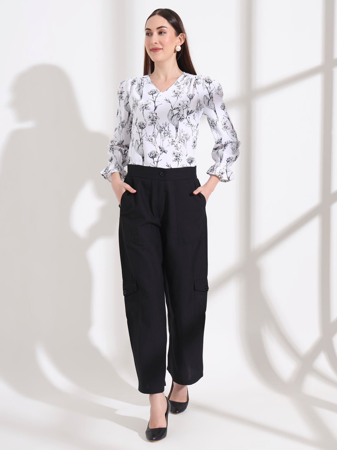 floral printed v neck top