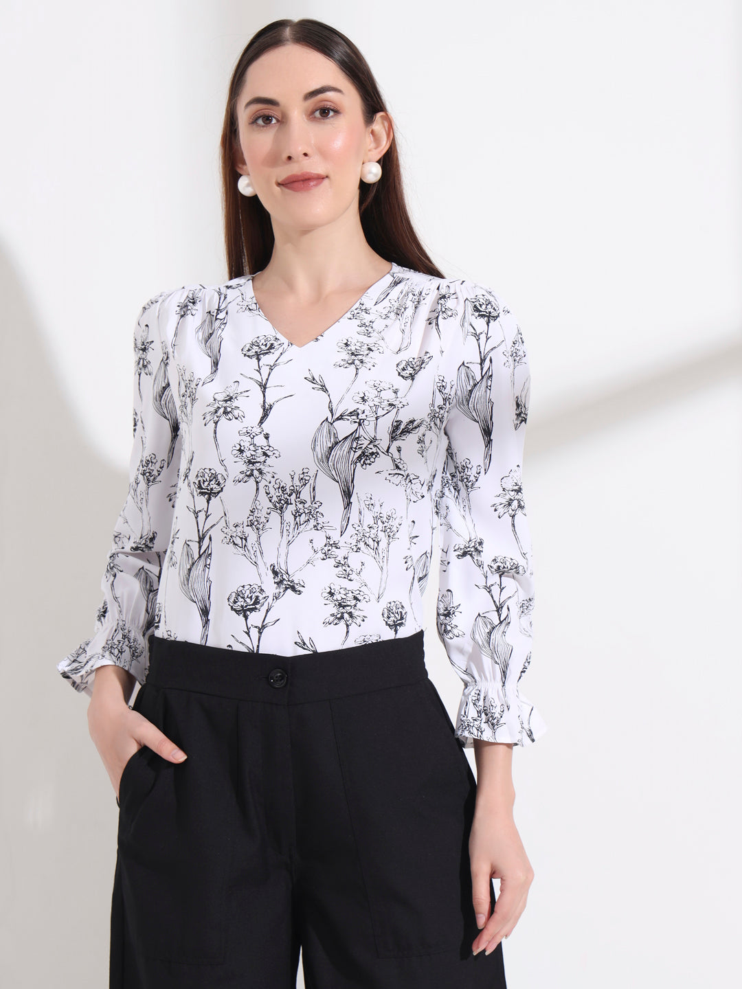 floral printed v neck top