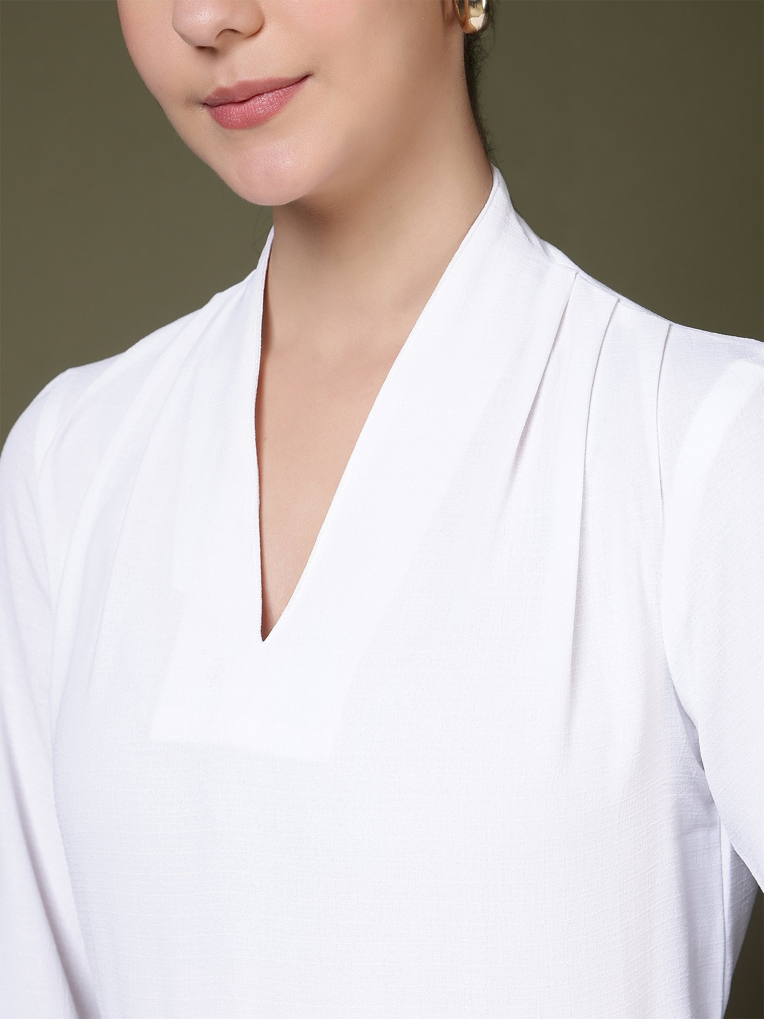 womens v neck long sleeve elegant solid top 1