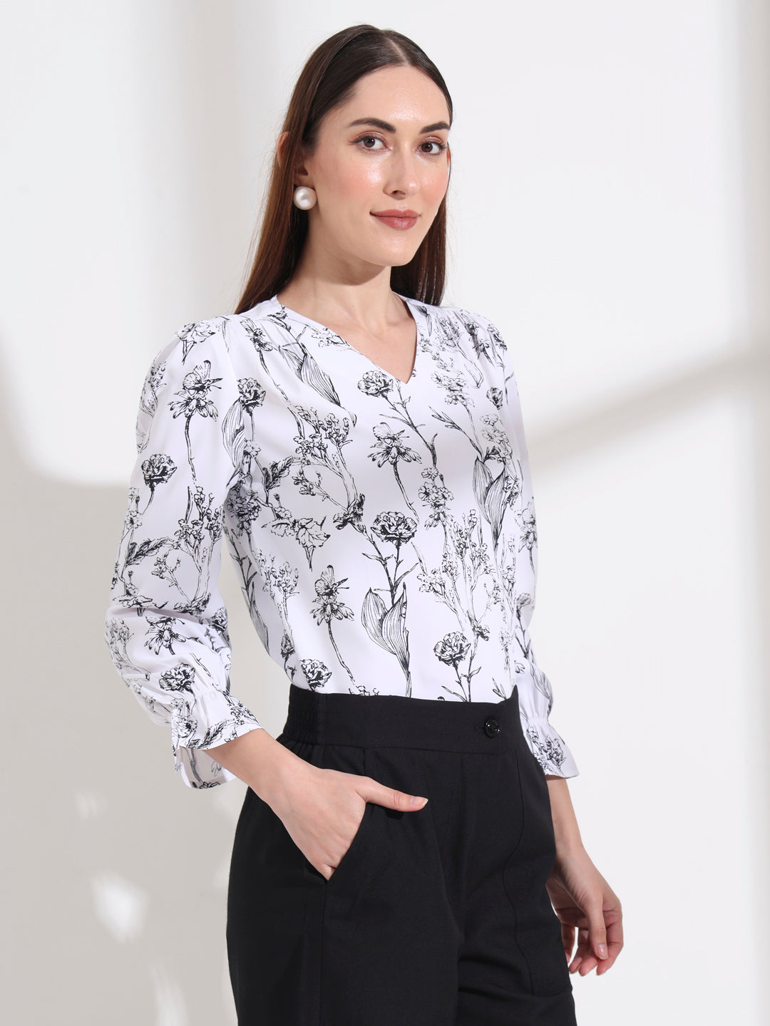 floral printed v neck top
