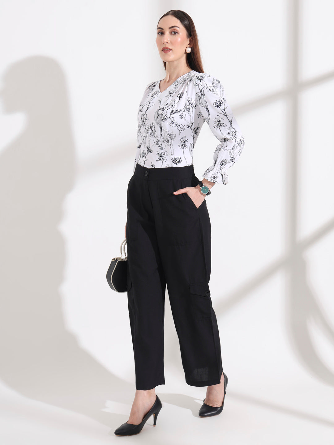 floral printed v neck top