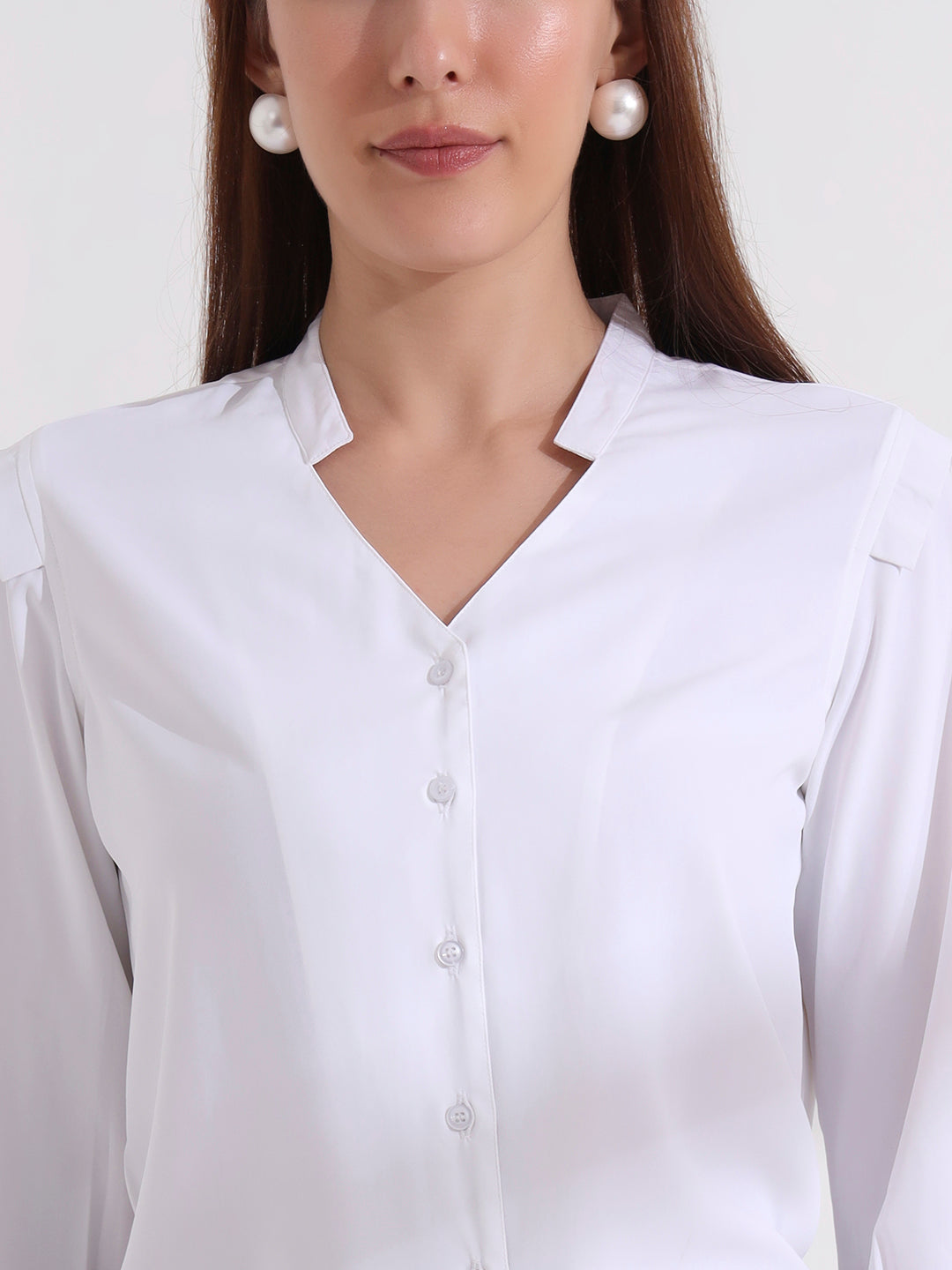 womens stylish mandarin collar solid formal shirt 2