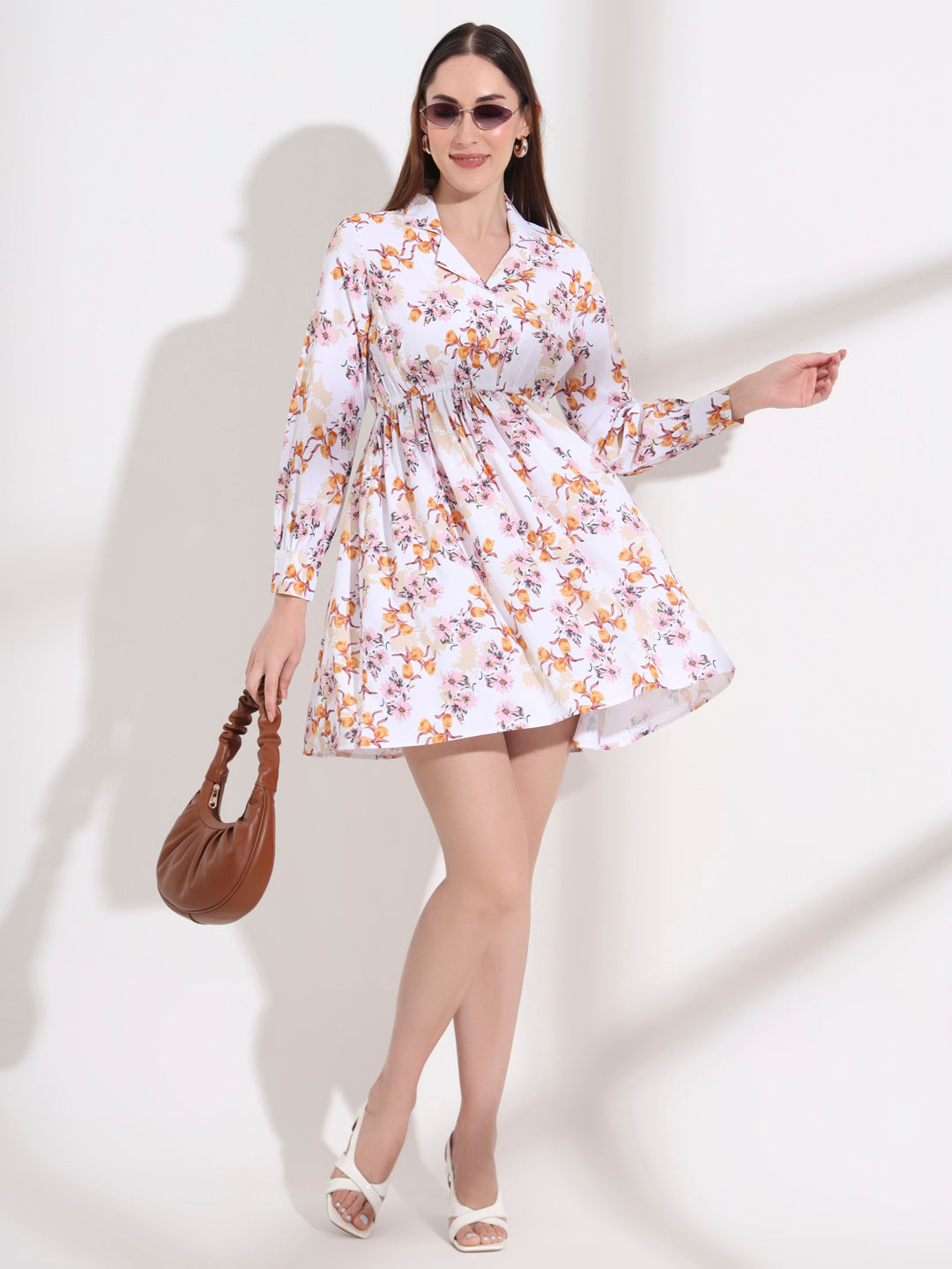 floral printed tailored fit flare dress