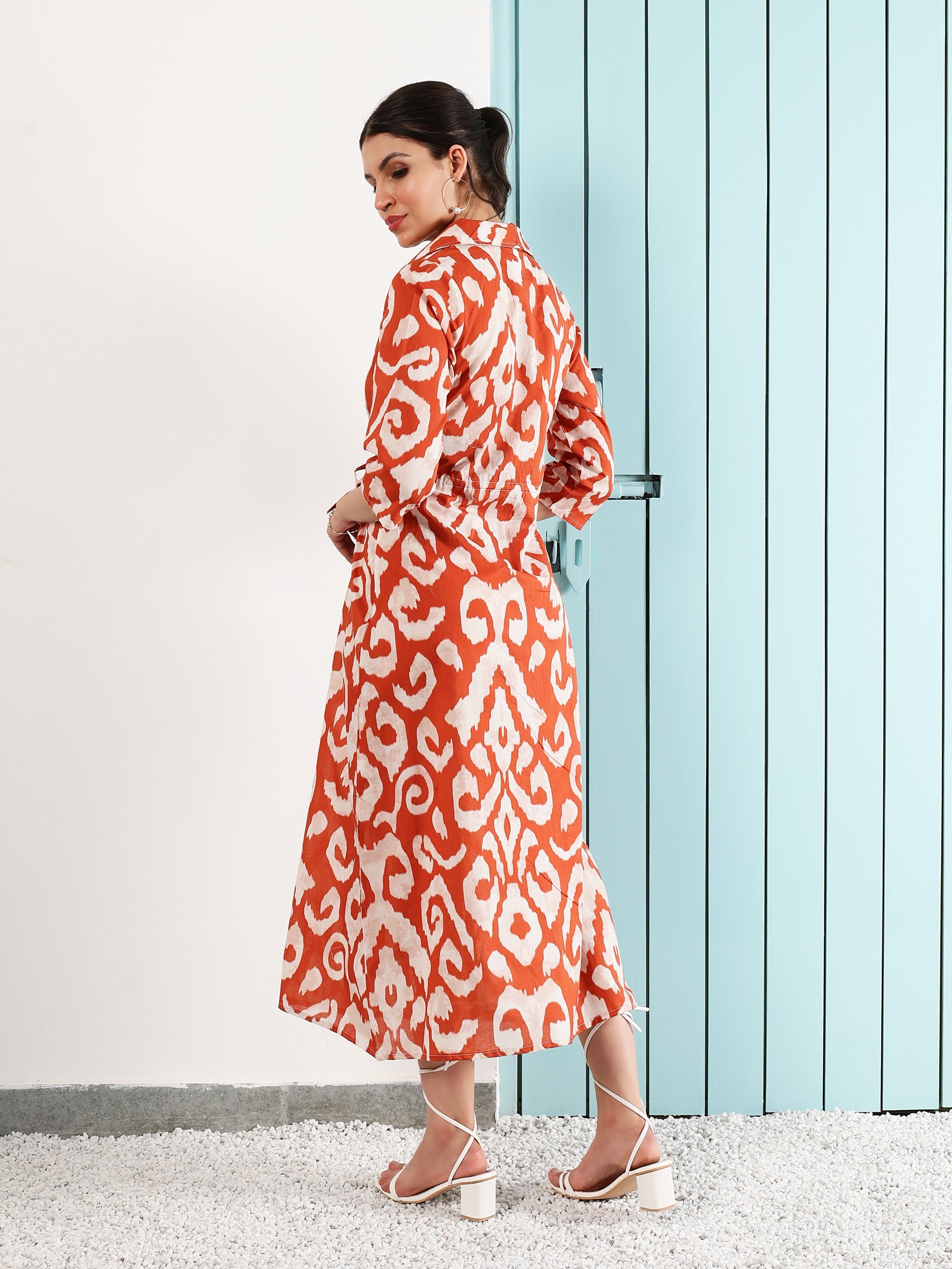 printed a line midi dress