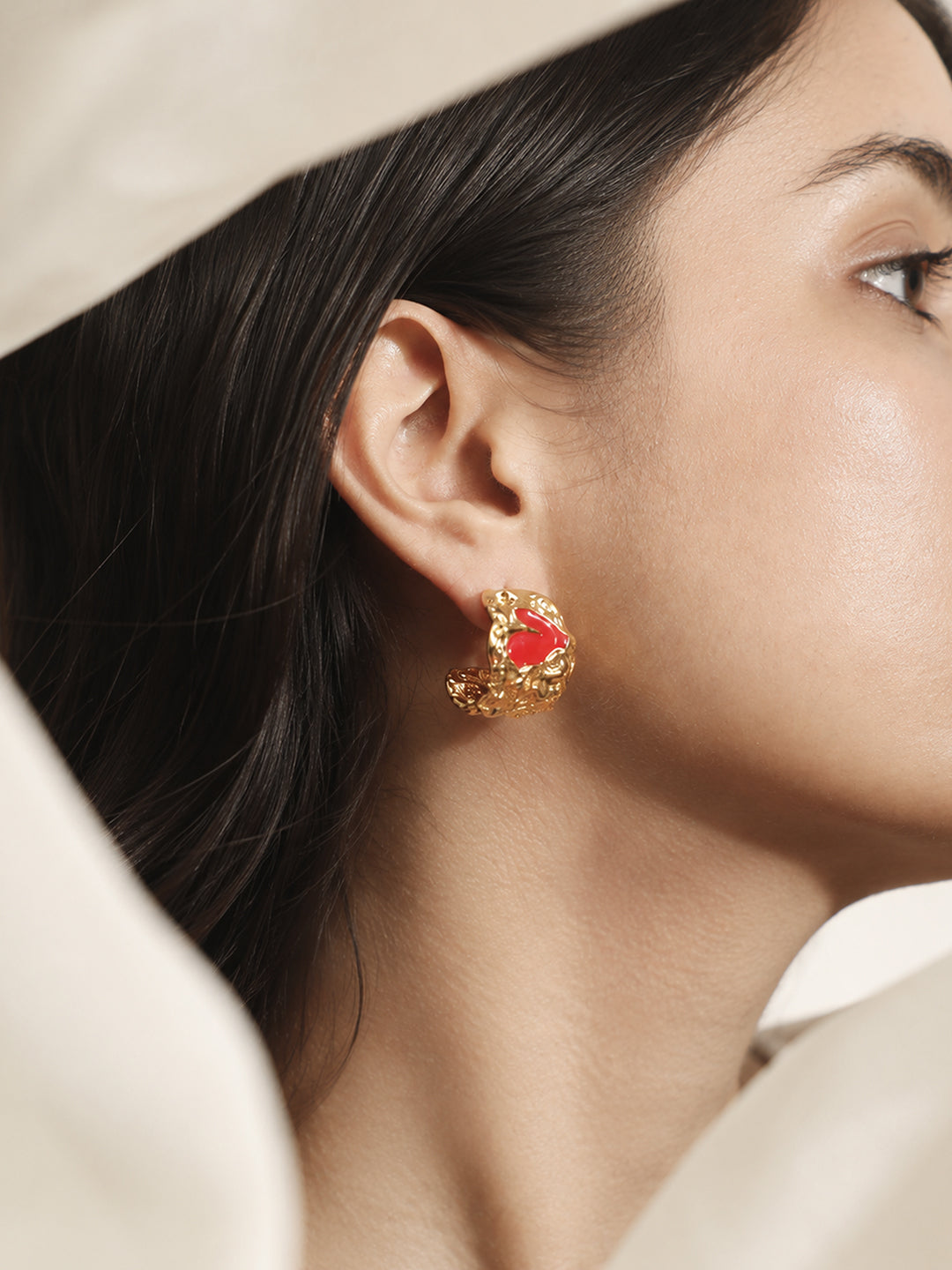 The Crimson Heart Hoop Earrings