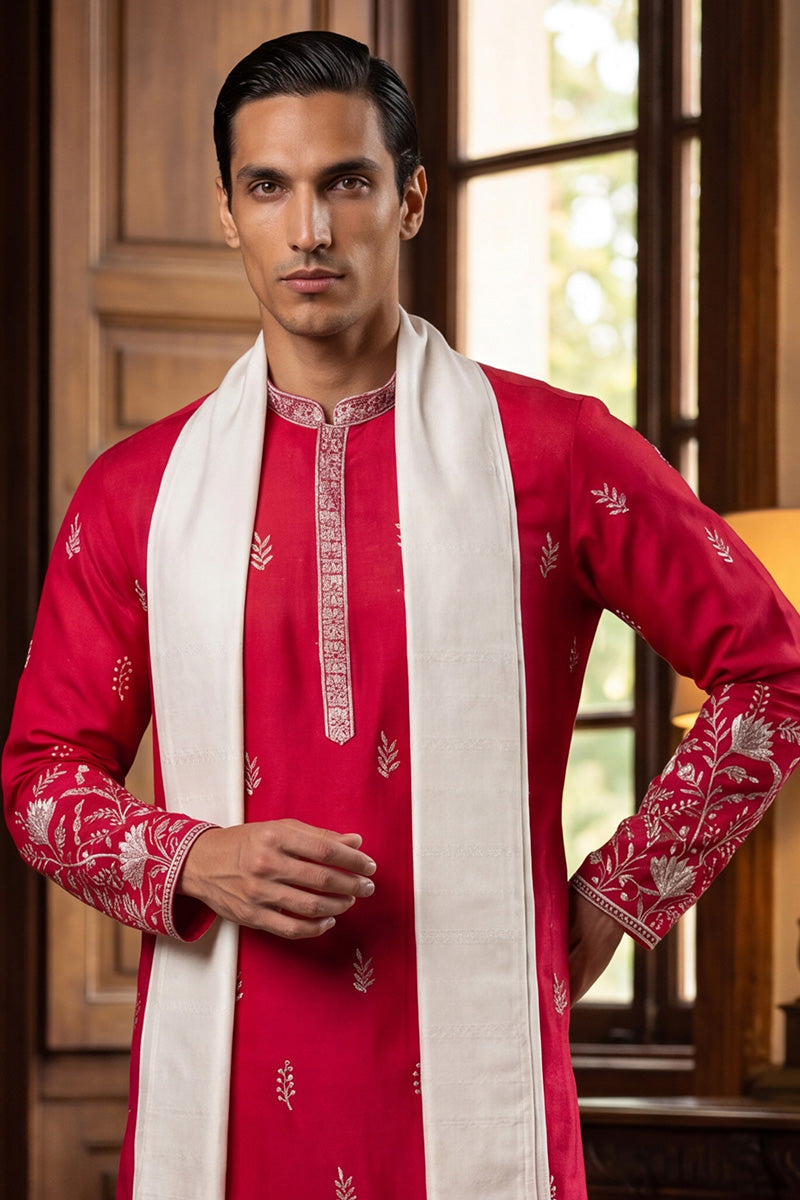 ethnic-bay-men-pink-silk-blend-solid-embroidered-straight-kurta-with-dupatta-mkud1943
