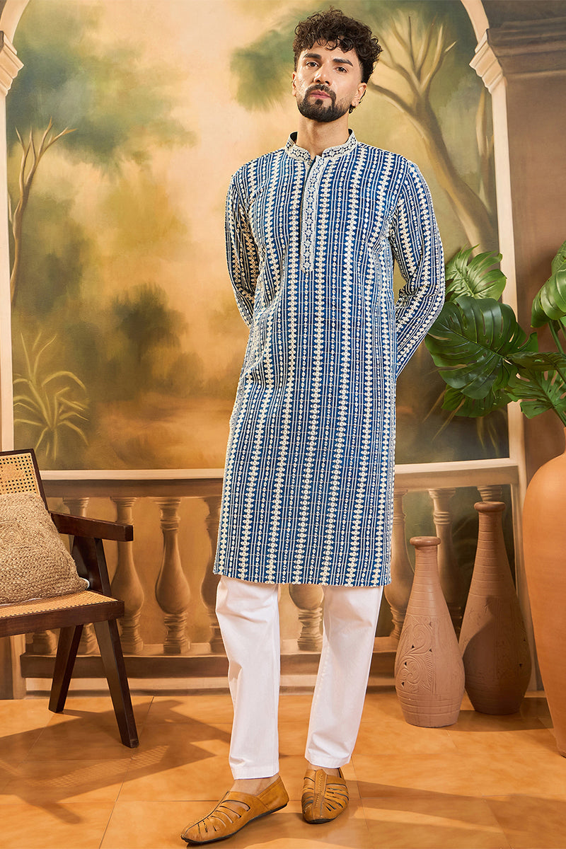 ethnic-bay-blue-viscose-rayon-embroidered-straight-kurta-with-trousers-mkset1412